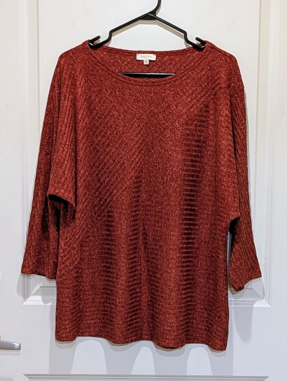 EUC Laura Plus 2X Rust Red Marled Rib Knit Doleman Sleeve Sweater